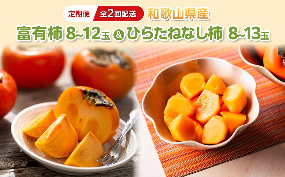 【2026年発送】〔柿満喫セット〕平核無柿8-13玉入り＆富有柿8-12玉入り【贈答用にも　全2回お届け】 柿 種無し たねなし 富有柿 定期便 贈答 先行予約