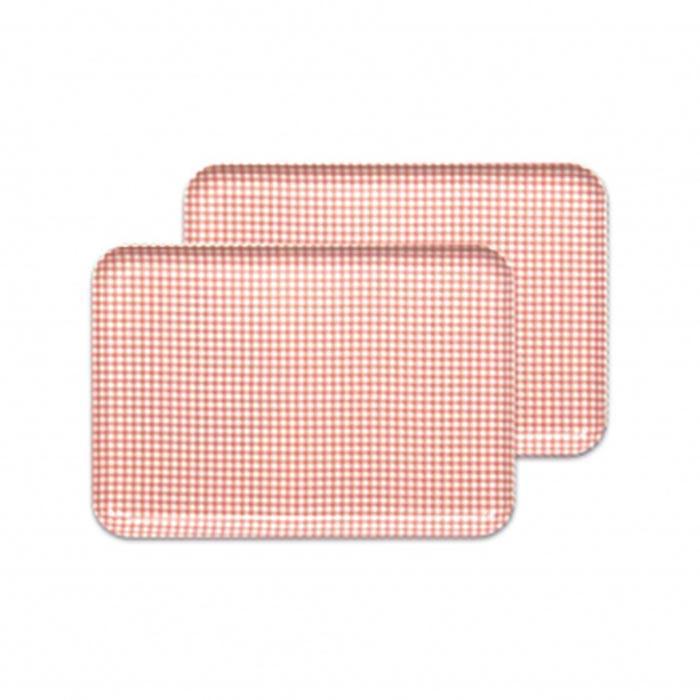 【ピンク2枚組】ST ランチョン トレー M 33cm チェック タツクラフト 【Tk72w】