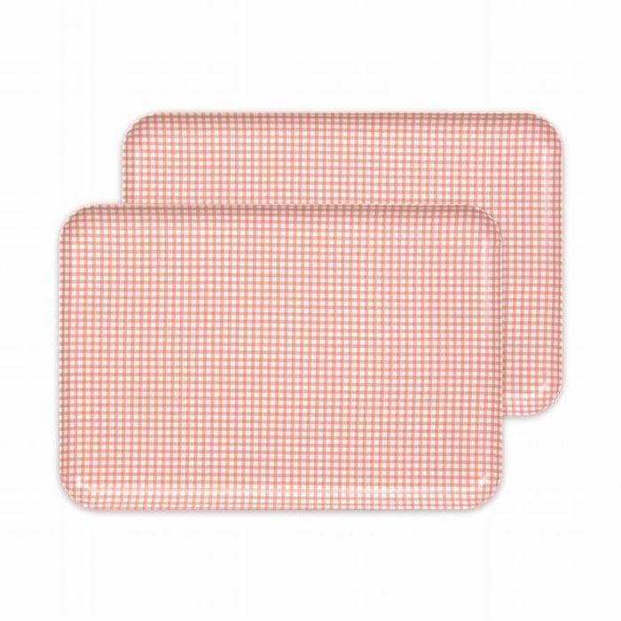 【ピンク2枚組】ST ランチョン トレー L 39cm チェック タツクラフト 【Tk109w】