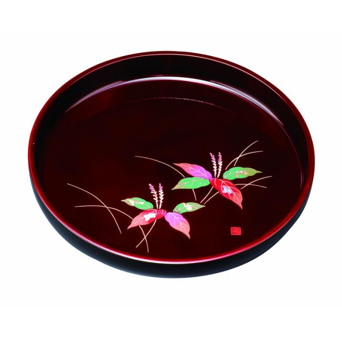 丸盆 30cm 溜 二人静