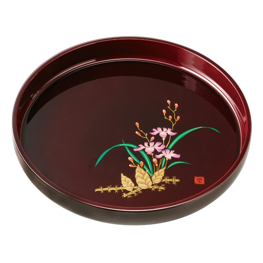 丸盆 33cm 溜塗 山路