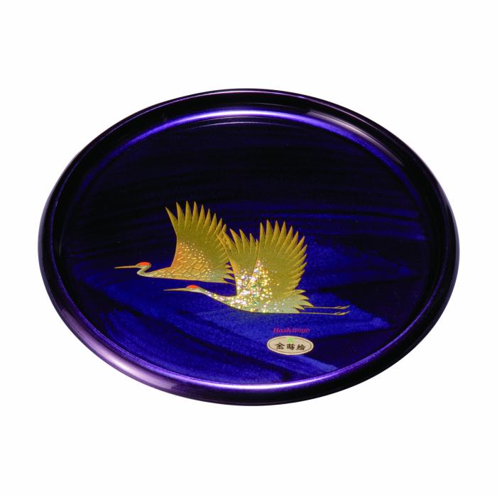 丸盆 紫雲杢 雅鶴 30cm