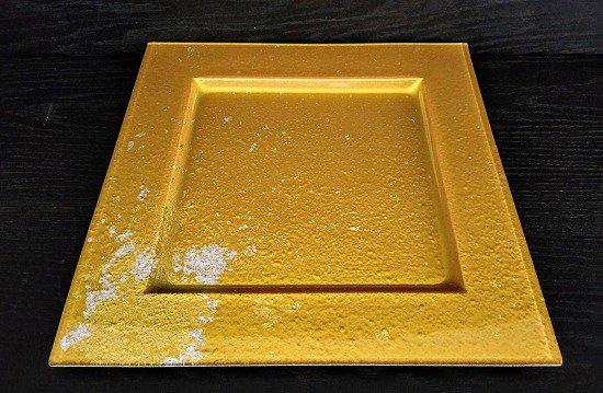 角リムプレート　パール金箔ゴールド