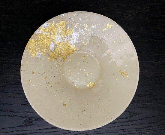 サラダボウル300　古代塗り金箔漆白