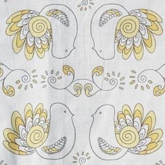 フィンランドの「幸せを運ぶ鳥」小鳥柄の胴長トイレ2点セット イエロー