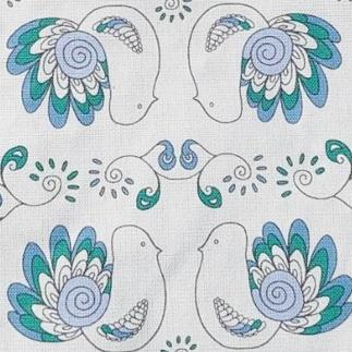 フィンランドの「幸せを運ぶ鳥」小鳥柄の胴長トイレ2点セット ブルー