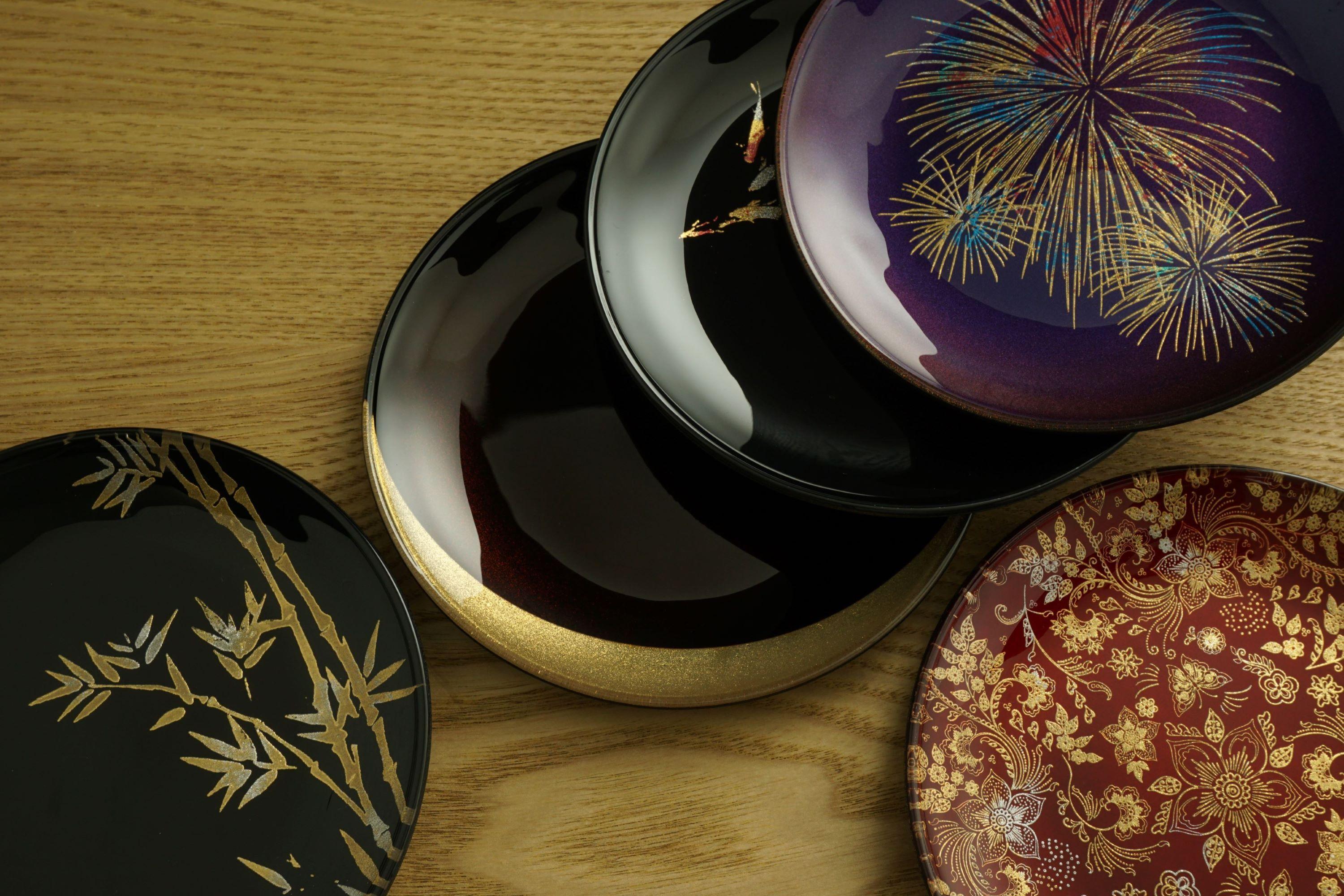 和柄蒔絵丸小皿6枚セット ［NF195］