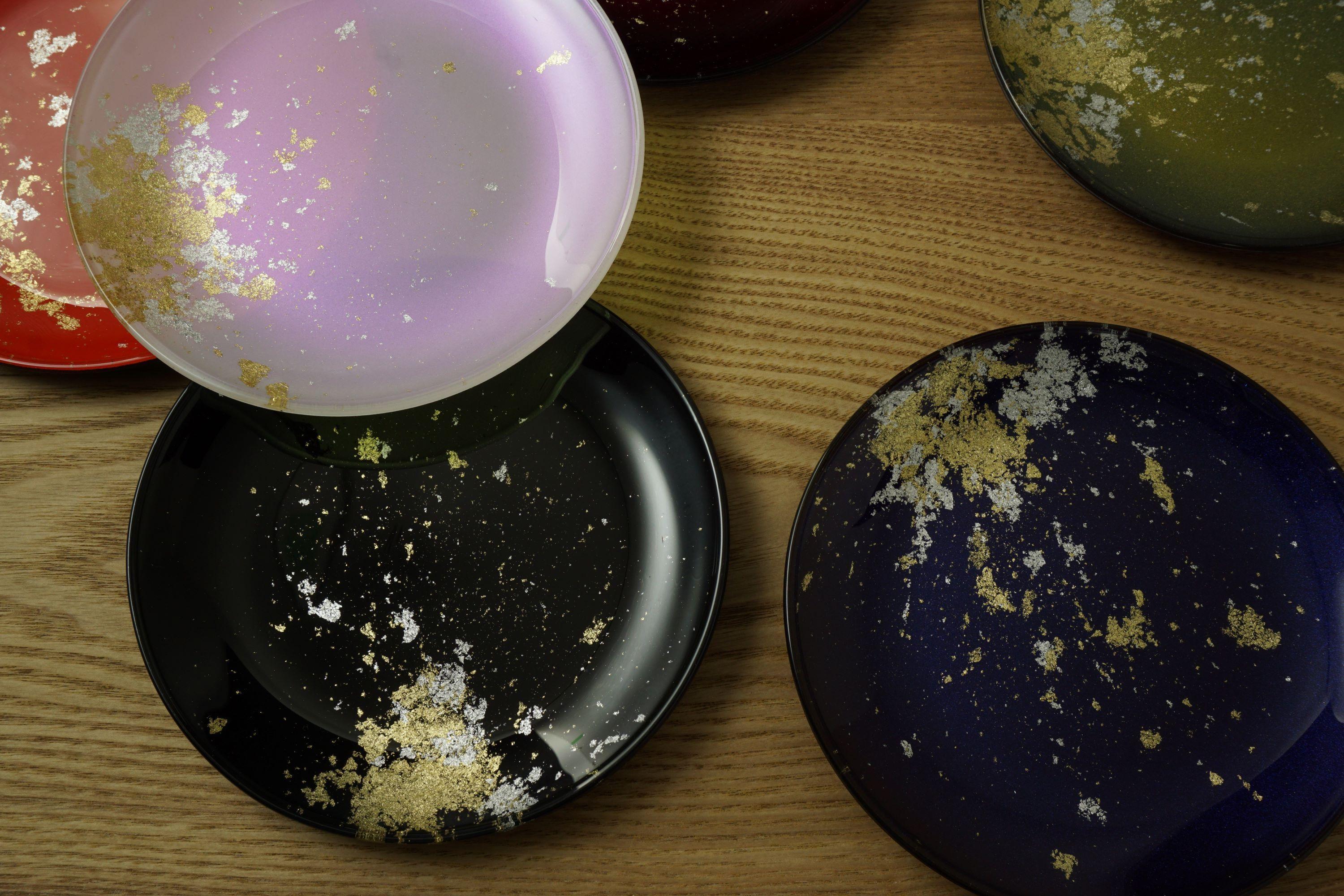 金銀箔ちらし丸小皿6枚セット ［NF193］