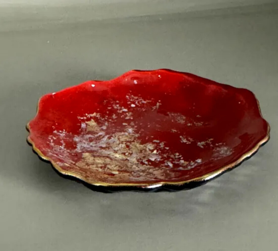 豆皿 口金ロック 古代金箔本朱 ［NF171］