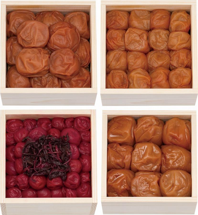 高級南高梅食べ比べ4種計1kg入 紀州塗箱 網代模様仕上