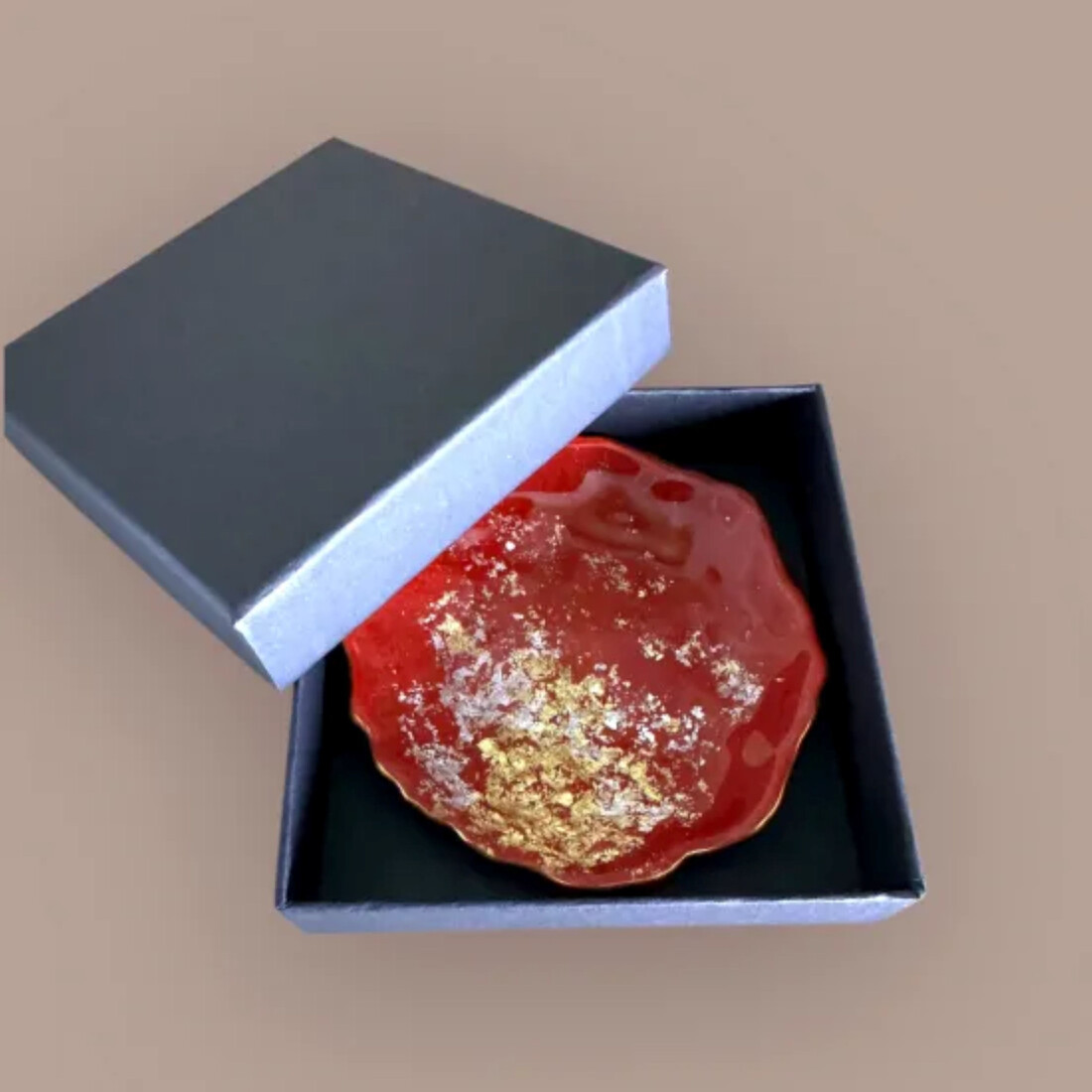 豆皿 口金ロック 古代金箔本朱 ［NF171］