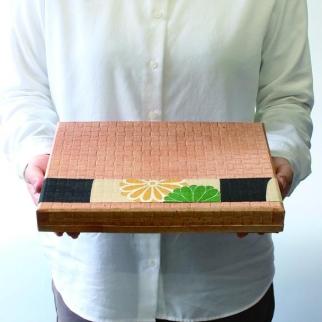 柿渋塗　四つ目箱　便せんサイズ　こげ茶布付