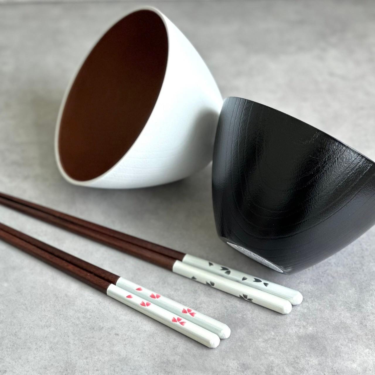 食洗機 電子レンジ 対応 お椀 ブラック ホワイト 2個セット 箸付き 2膳 4点セット モノクロマルチボウル［YS150］