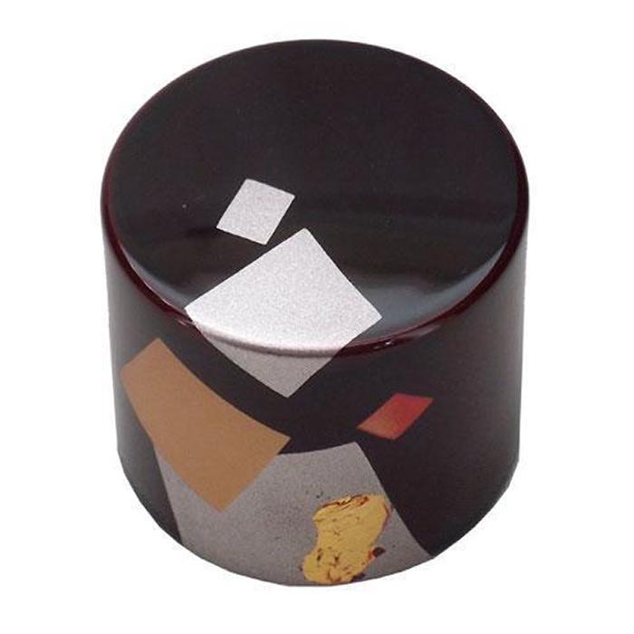 紀州漆器 文鎮 ペーパーウェイト 丸型 溜 切り紙【YG173】