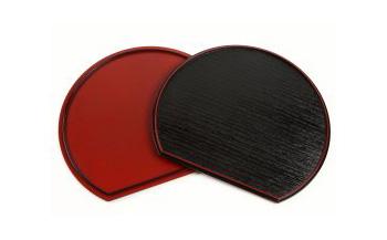 業務用セット 半月盆 約39cm 尺三 50枚組 滑り止め加工 紀州漆器 開業 ホテル 旅館 お盆 トレー トレイ たくさん ランチョンマット［YS2］