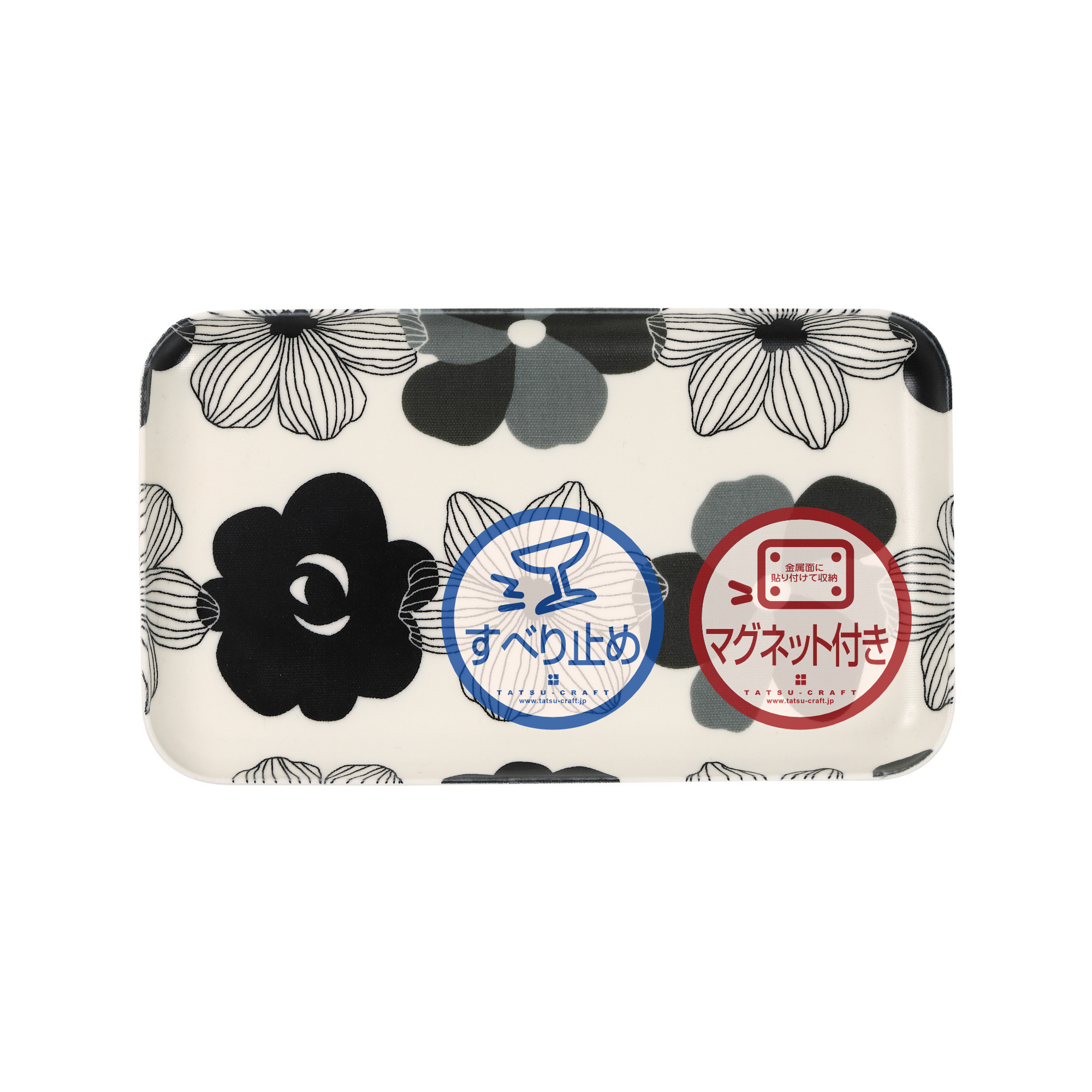 TATSU-CRAFT マグネットトレー SS 21.5cm フラワーボーダー すべり止め付き ［Tk1046］