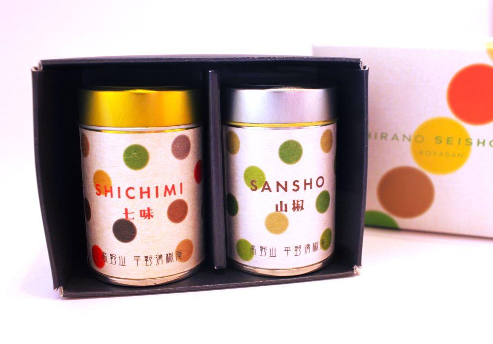 粉山椒・七味缶の詰合せ