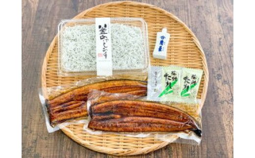 E6101n_うなぎ蒲焼2本と釜揚げしらす300gコラボセット 【角長