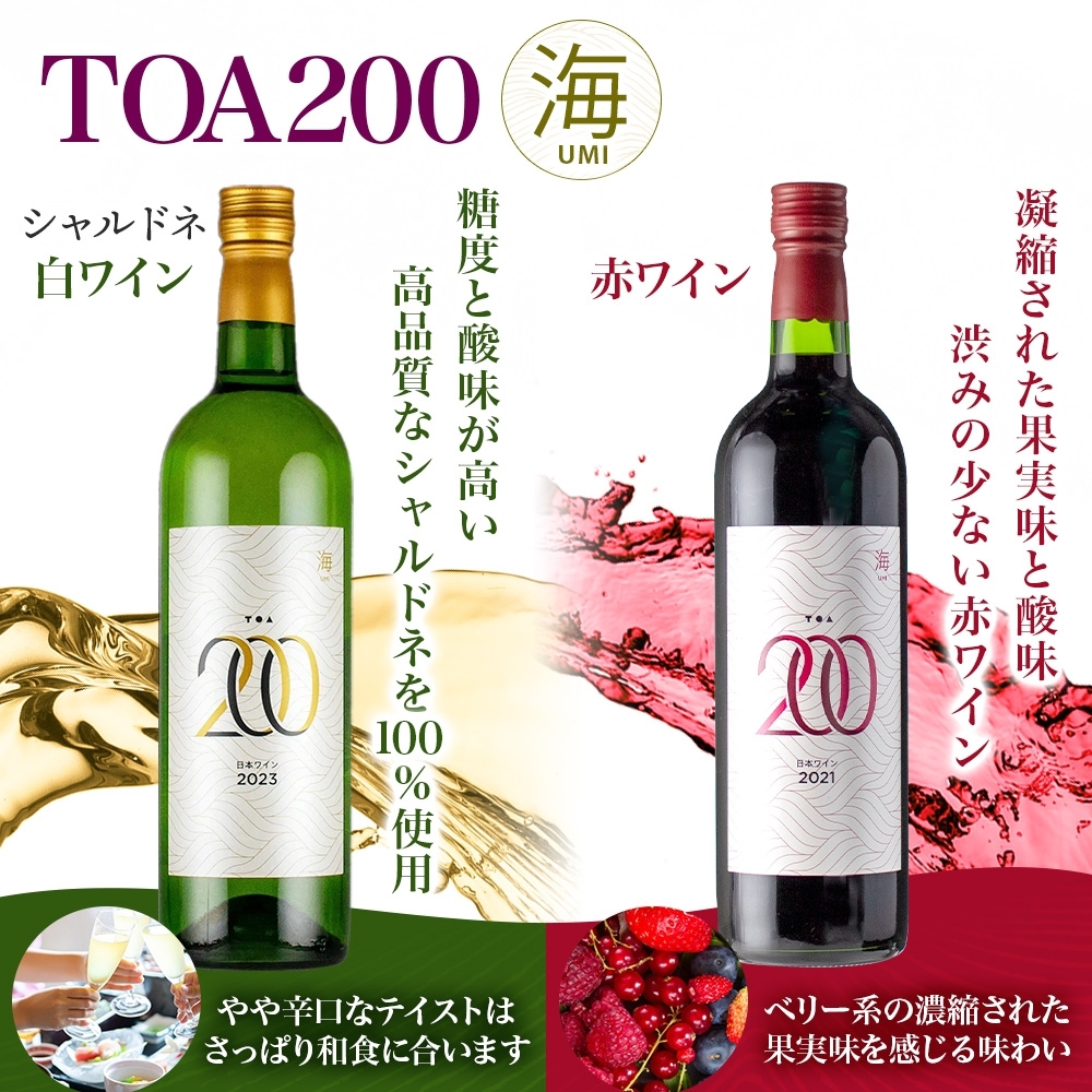 KG1023_TOA200 海 ワイン2種セット 赤・白 720ml 各1本 ギフト箱付