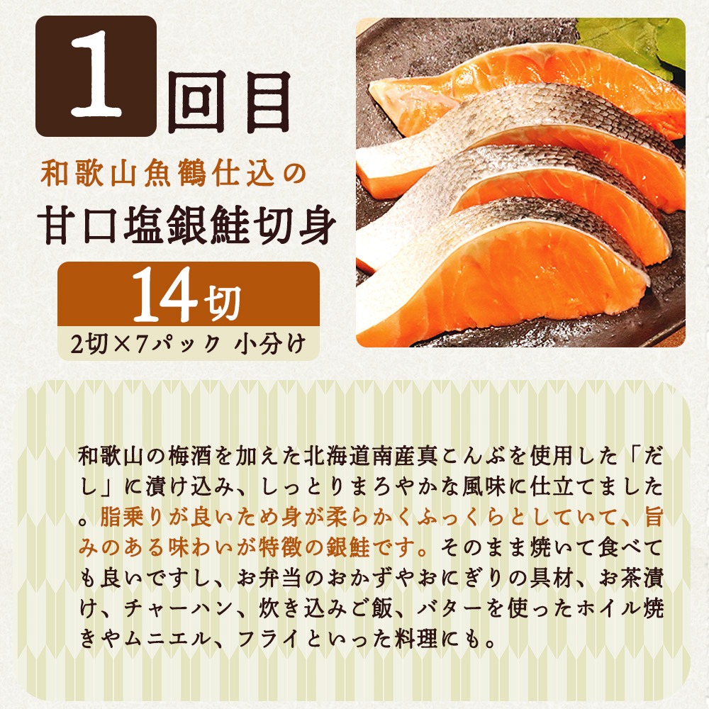 G60-T41_【定期便 全4回】魚鶴商店が選ぶ人気お魚J(銀鮭切身