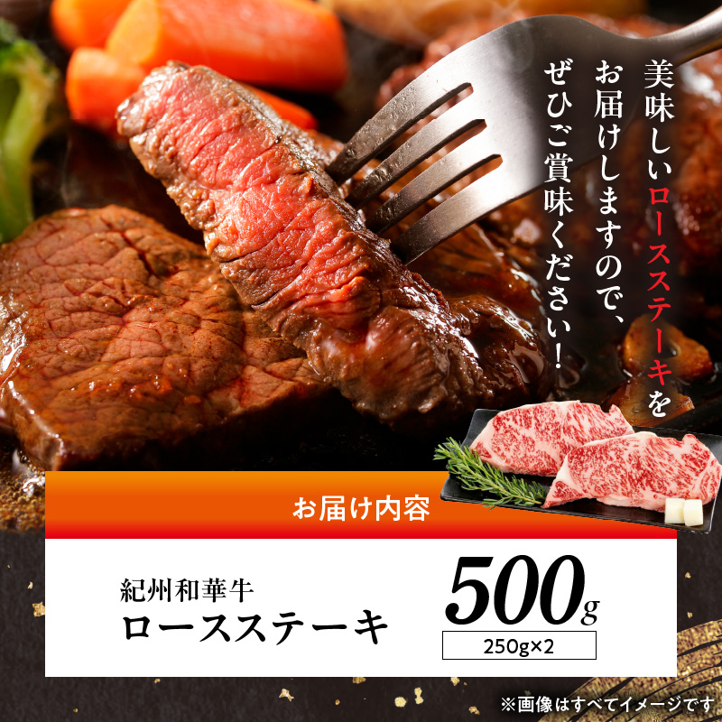 BN6102_紀州和華牛　ロースステーキ 500g（約250gｘ2枚）