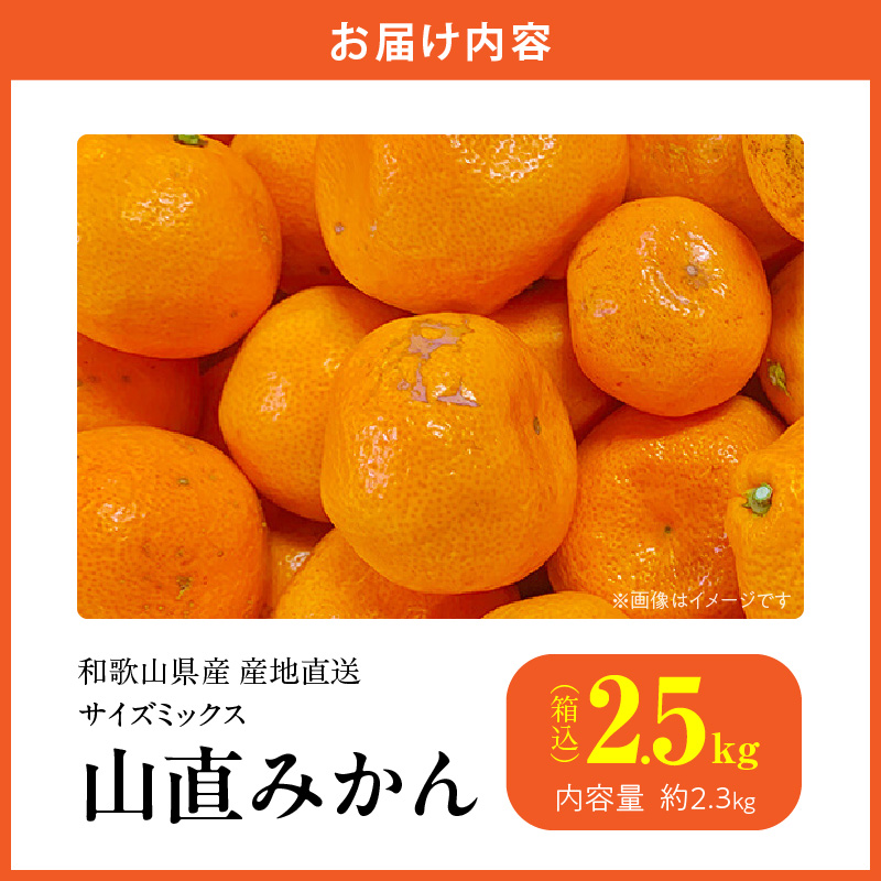 MK1037_みかん 山から直送 箱込 2.5kg ( 内容量 2.3kg ) 鮮度優先