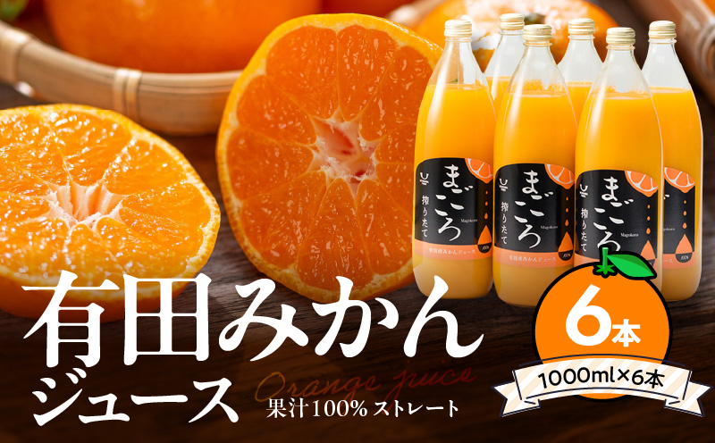 ZE6179n_「まごころ」有田みかん 100％ ジュース 1000ml 6本 セッ