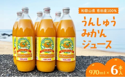 ZJ6060n_和歌山有田産100% うんしゅうみかんジュース 970ml × 6
