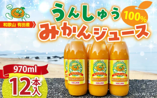 ZJ6061_和歌山有田産100% うんしゅうみかんジュース 970ml × 12