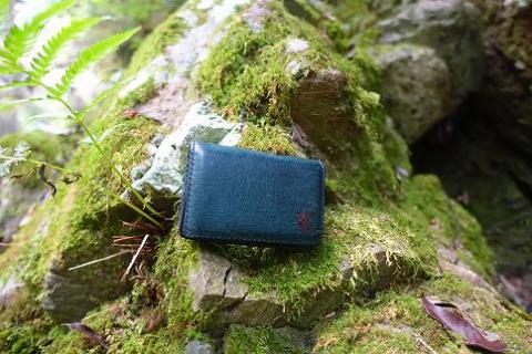 【職人手縫い】和歌山日本鹿革名刺入れ　深森（緑色）