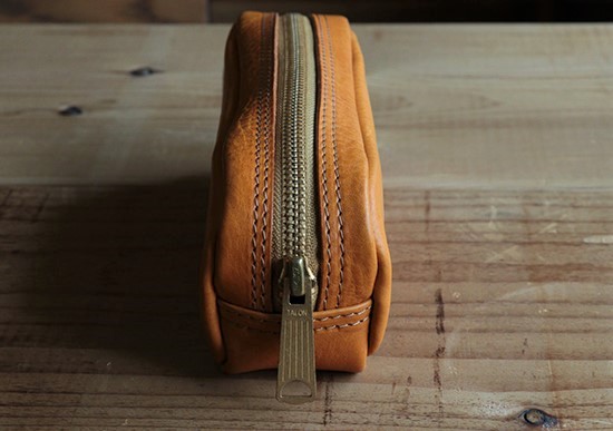 イタリアンレザーペンケース（筆箱） 【イエロー】