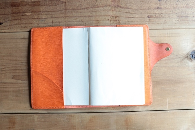 レザー手帳カバー（cousin A5）【オレンジ】イタリアンレザーカバー　