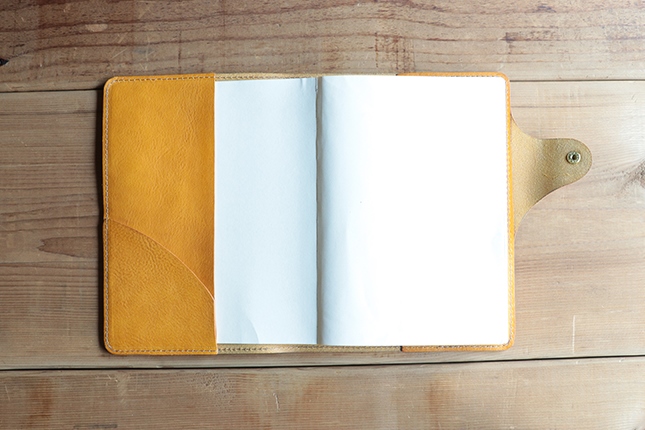 レザー手帳カバー（cousin A5）【イエロー】 イタリアンレザーカバー