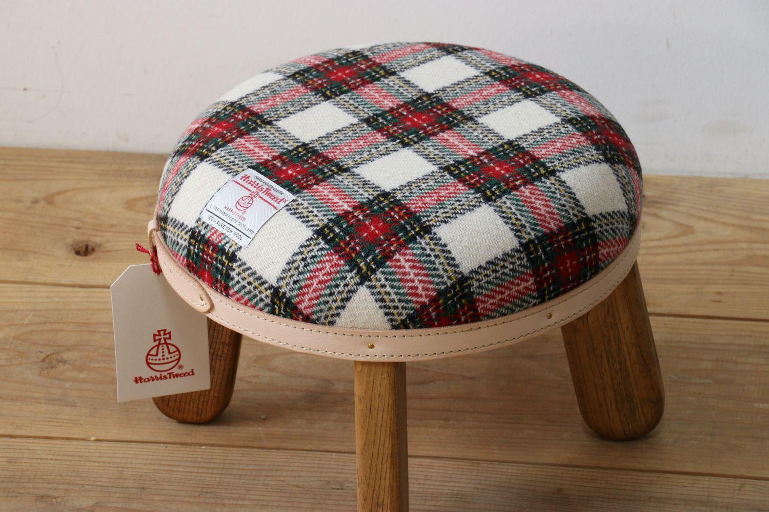 まぁるいスツール【イタリアンチェック】 子供 椅子イスキッズ HARRIS TWEED（ハリスツイード）家具