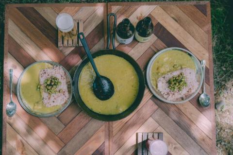 アウトドア用【ヘリンボーン天板】キャンプテーブル（SIL CAMP）