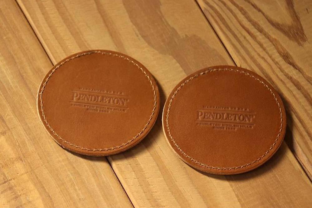 本革レザーコースターｘPENDLETON　【アルトメサディープターコイズ 】2個セット