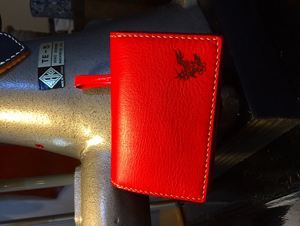 【職人手縫い】和歌山日本鹿革名刺入れ　青龍（青色）