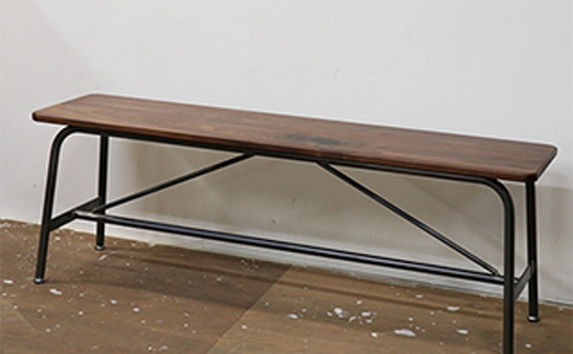 【艶消しブラック】高級ブラックウォルナット無垢材のアイアンベンチ