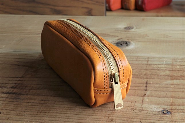 イタリアンレザーペンケース（筆箱） 【イエロー】