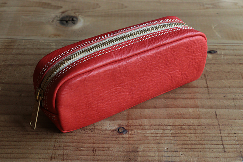 イタリアンレザーペンケース（筆箱） 【レッド】