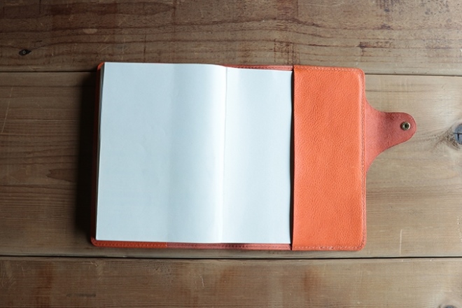 レザー手帳カバー（cousin A5）【オレンジ】イタリアンレザーカバー　