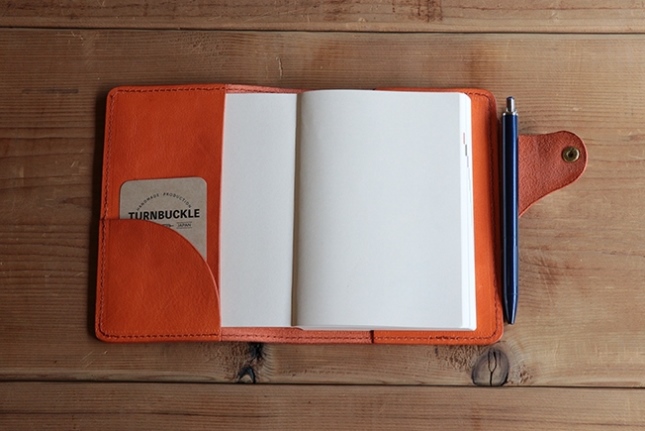 レザー手帳カバー（文庫本A6サイズ）【オレンジ】イタリアンレザーカバー