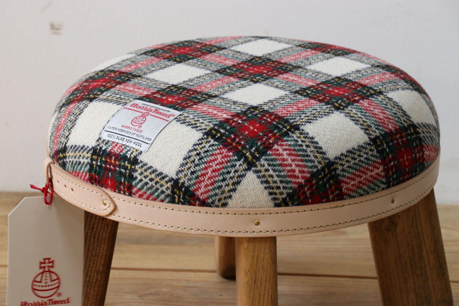 まぁるいスツール【イタリアンチェック】 子供 椅子イスキッズ HARRIS TWEED（ハリスツイード）家具