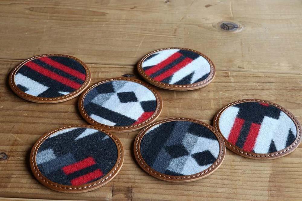 本革レザーコースターｘPENDLETON　【RioRancho Black】2個セット