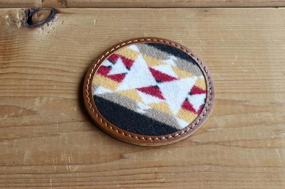 本革レザーコースターｘPENDLETON　【Tucson Khaki】2個セット