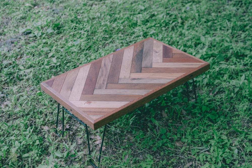 アウトドア用【ヘリンボーン天板】キャンプテーブル（SIL CAMP）