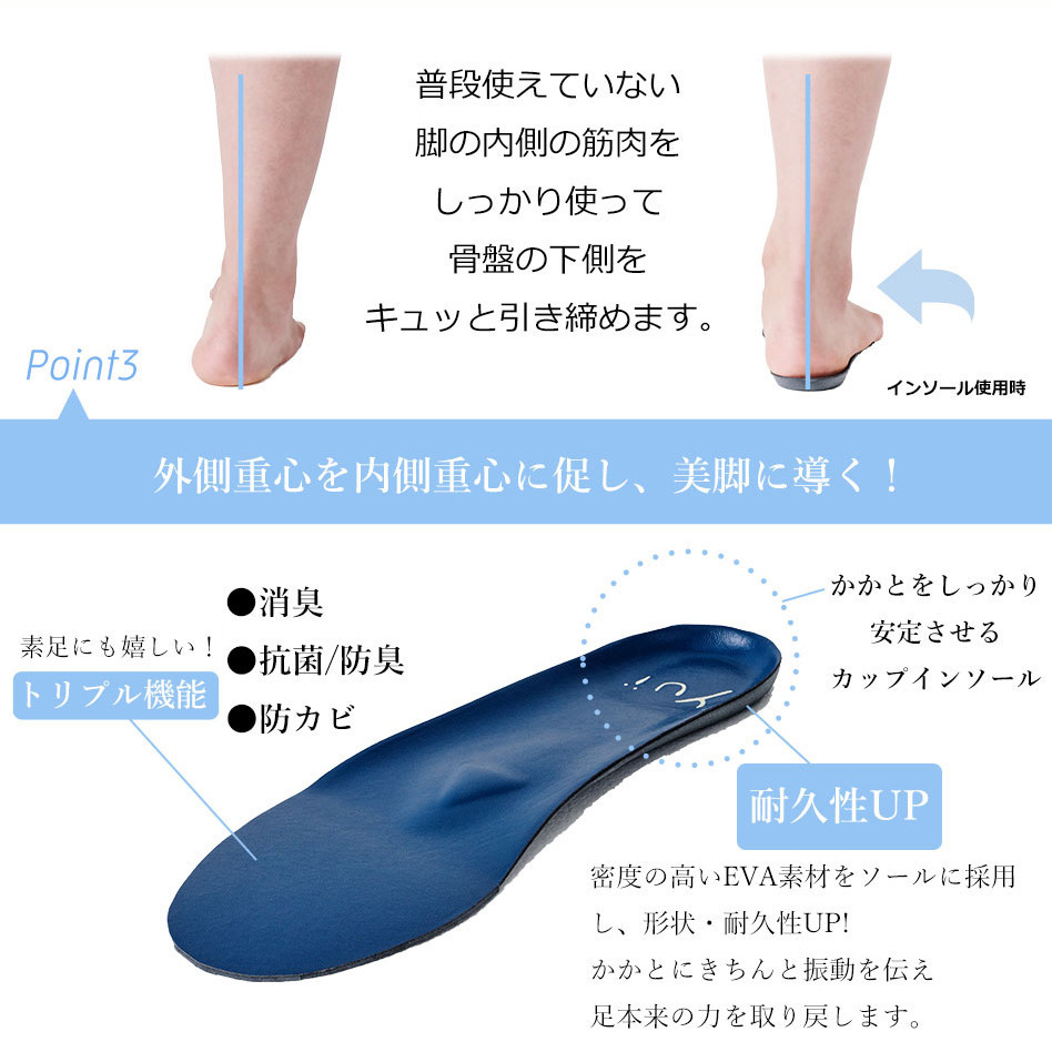 特許インソールyui／L(26.5cm-27.0cm)【足のアーチを整える特許インソールで足元から骨盤ケア】