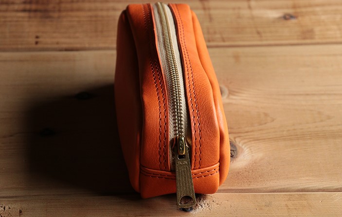 イタリアンレザーペンケース（筆箱） 【オレンジ】