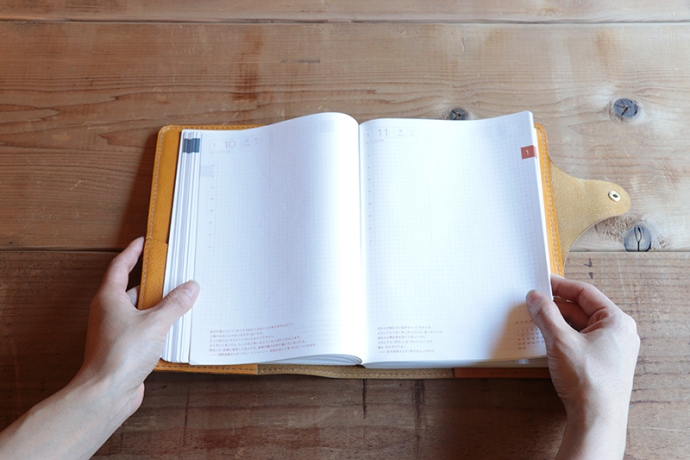 レザー手帳カバー（cousin A5）【オレンジ】イタリアンレザーカバー　