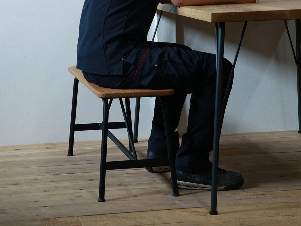 【W900】アイアンベンチ(木部：ダークブラウン 　フレーム：艶消しブラック)オーク 無垢材 家具